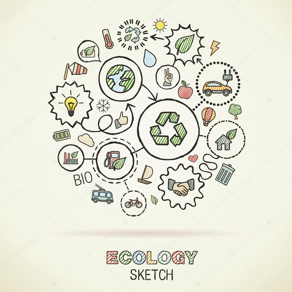Ecology hand draw integrated icons