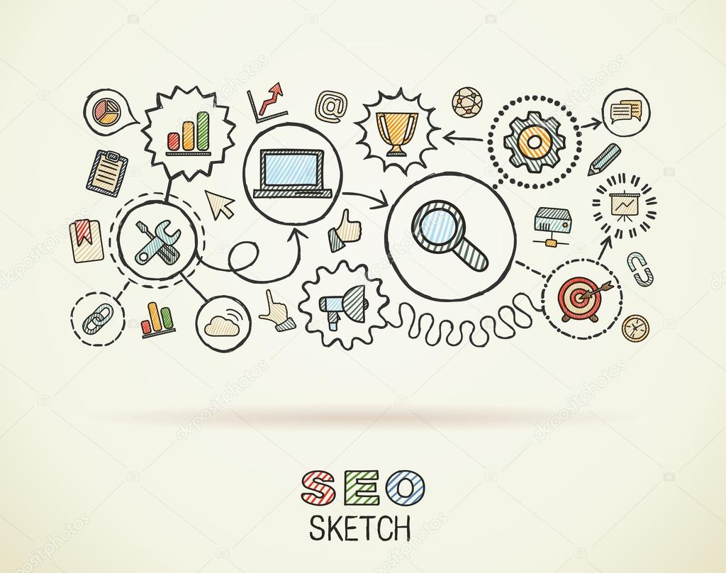 SEO hand drawing  icons.