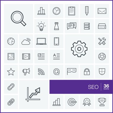 Illustration with SEO outline symbols