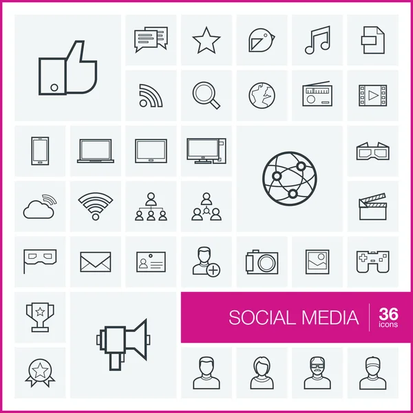 Ilustración con iconos de redes sociales — Vector de stock