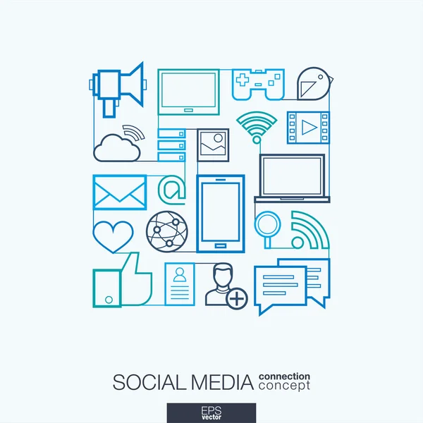 Illustration with social media icons — Wektor stockowy