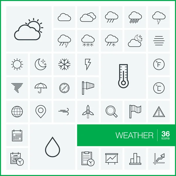Abbildung mit Wetterumrisssymbolen. — Stockvektor