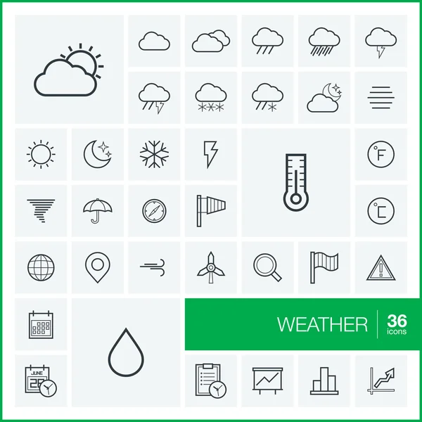 Illustrazione con simboli di contorno meteo . — Vettoriale Stock