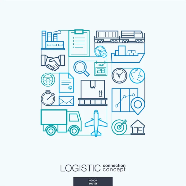 Logistic integrated thin line symbols. — 스톡 벡터