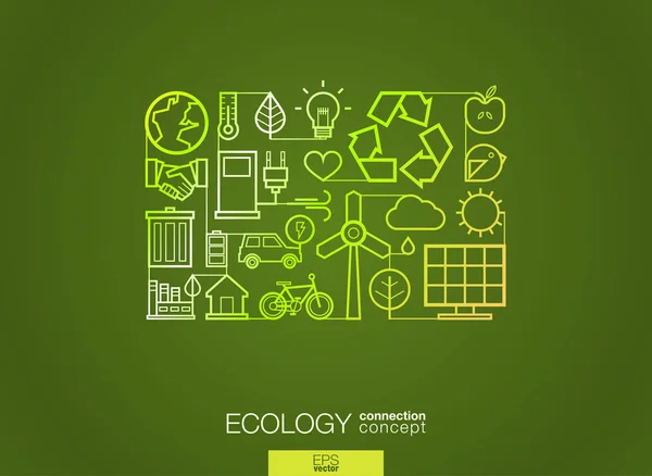 Ecology integrated thin line symbols — Stock Vector