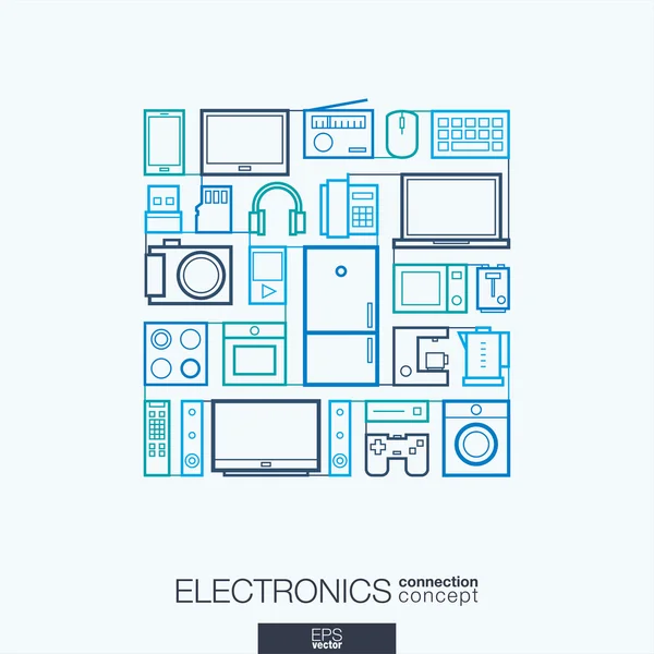 Electronics integrated thin line symbols. — Stok Vektör