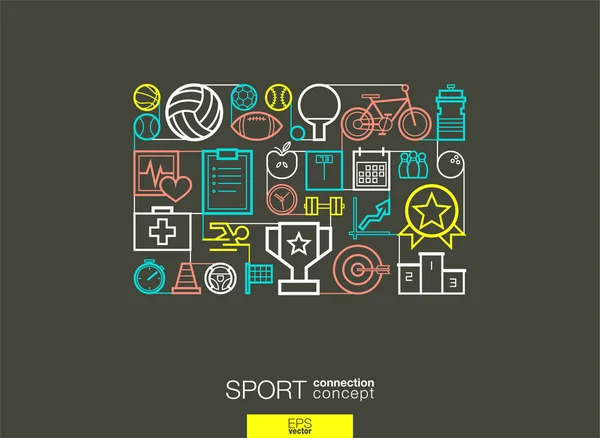Sport integrato simboli linea sottile . — Vettoriale Stock