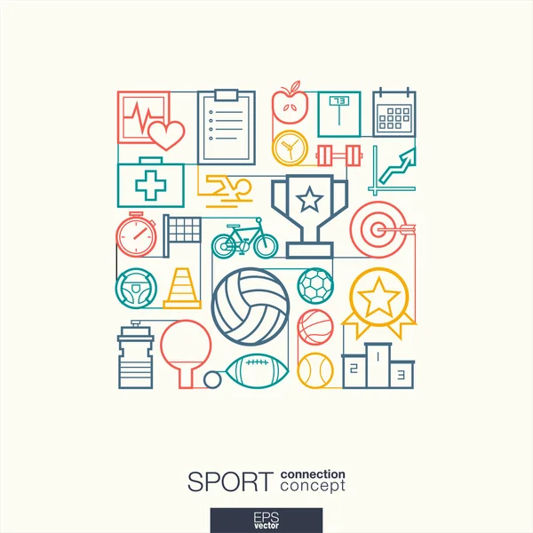 Esporte integrado símbolos de linha fina . — Vetor de Stock