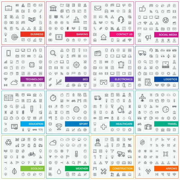 Iconos de línea delgada para los negocios — Vector de stock