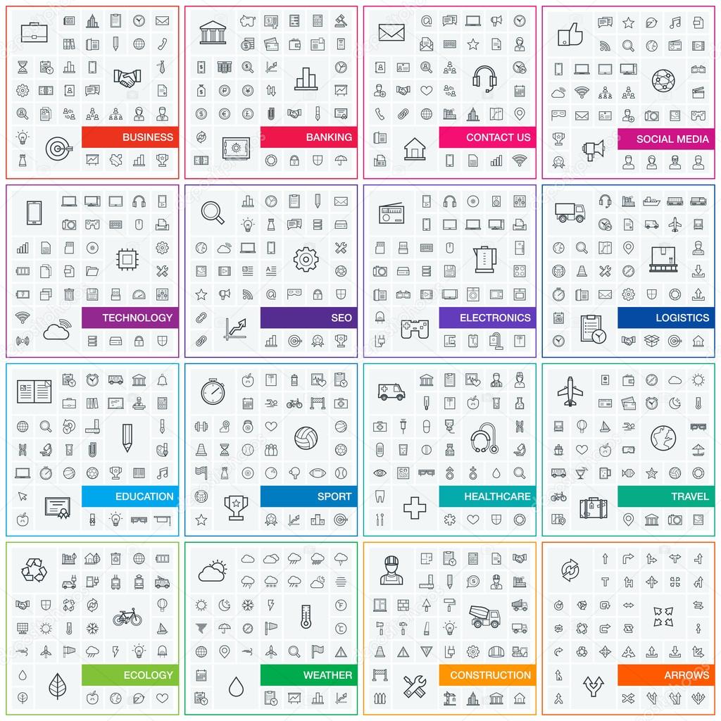 thin line icons for business