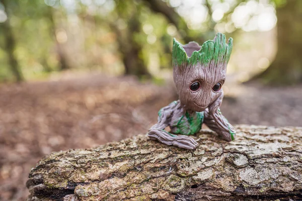 Swansea March 2021 Baby Groot Pot Woods Cute Superhero Figure — Stock Photo, Image