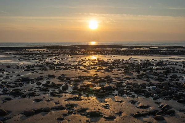 Whiteford Spiaggia Sabbiosa Pietre Tramonto Penisola Gower Swansea Galles Del — Foto Stock