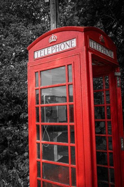 Traditional Old Red Telephone Box Selective Color Close Vintage British — Stock Photo, Image