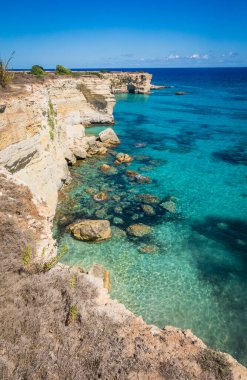 Torre Sant Andrea sea view with cliffs, Apulia, Italy