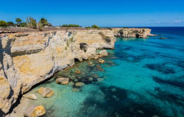 Torre Sant Andrea sea shore with cliffs, Apulia, Italy
