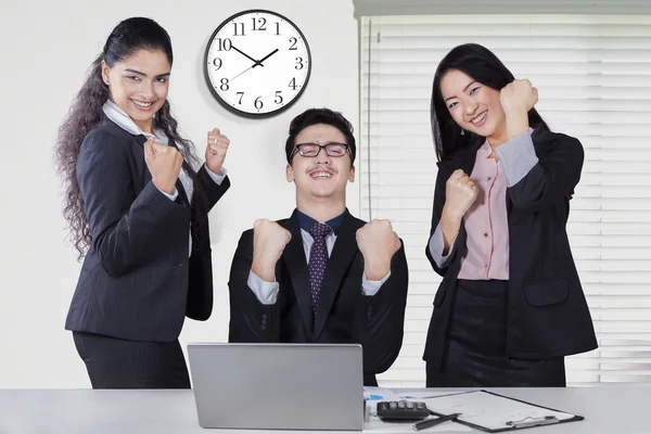 Cheerful business team in success celebration — Stock Photo, Image