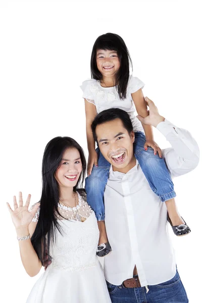 Happy Asian family on white background — Stock Photo, Image