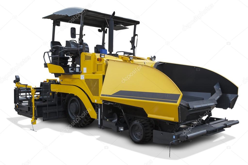 Yellow asphalt spreader machine — Stock Photo © realinemedia 100891210