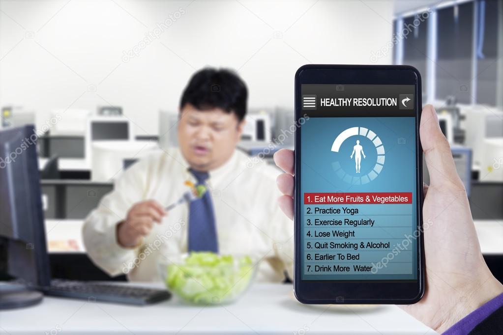 Healthy resolutions app and overweight worker