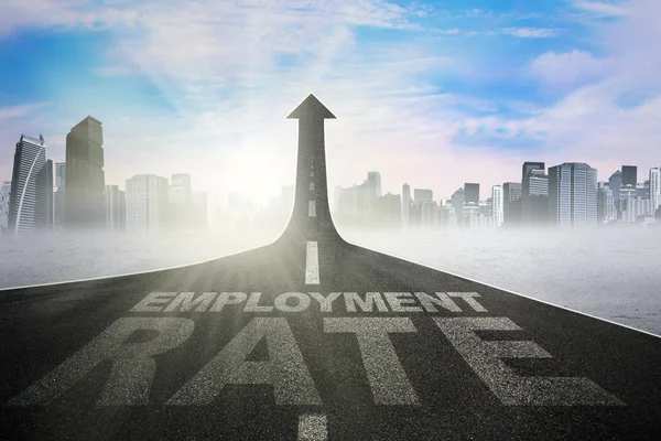 Foglalkoztatási arány szöveg az úton — Stock Fotó