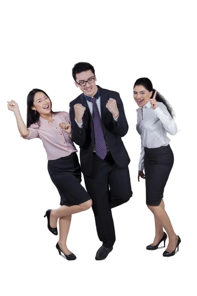 Trabalho em equipe celebrando uma vitória — Fotografia de Stock