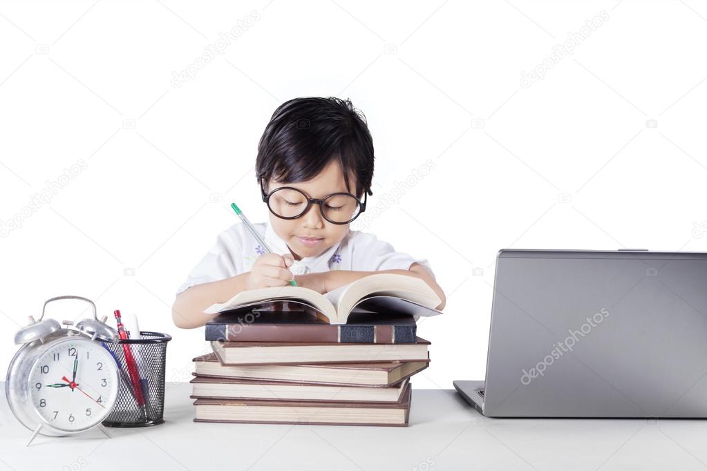 Little Student Doing her Homework