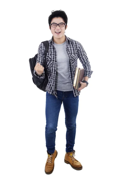Cheerful male student in the studio — Stock Photo, Image
