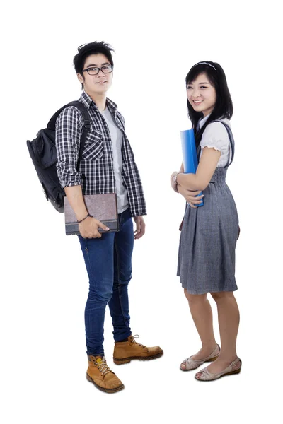 Dois estudantes universitários em estúdio — Fotografia de Stock