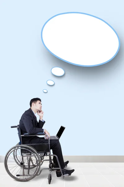 Disabled person and speech bubble — Stock Photo, Image