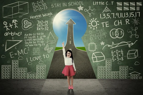 Smart student with keyhole and doodles — Stock Photo, Image