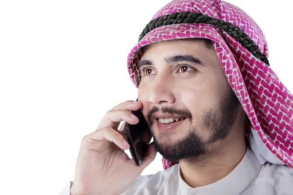 浅谈手机的阿拉伯语人 — 图库照片