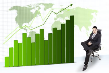 Büyüme grafik ile Asya iş adamı