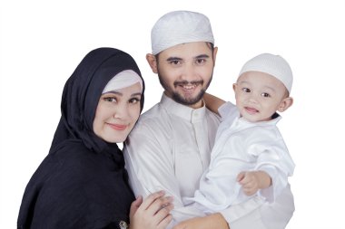 Genç Arapça anne ve çocuklarının