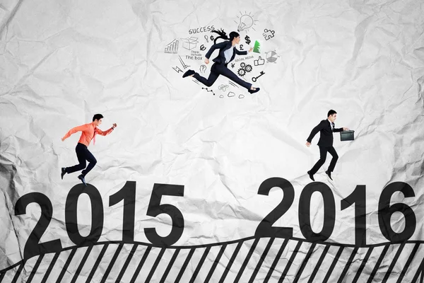 Empresarios compiten para alcanzar los números 2016 —  Fotos de Stock