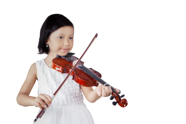 Schattig meisje met viool in de studio — Stockfoto