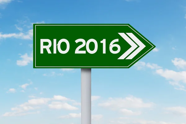 Segnaletica stradale con testo di Rio 2016 — Foto Stock