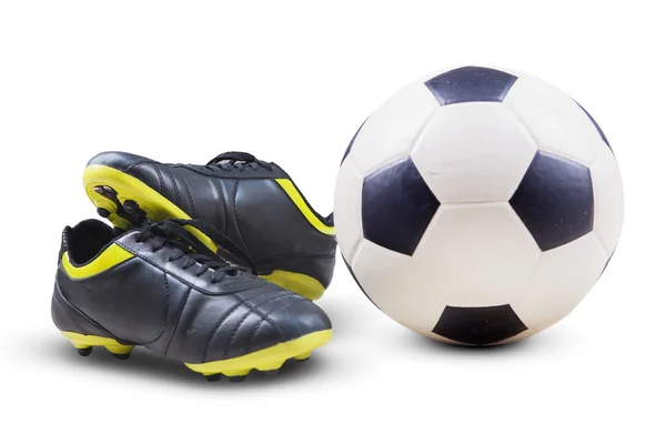 Soccer shoes and ball — Stock Photo, Image