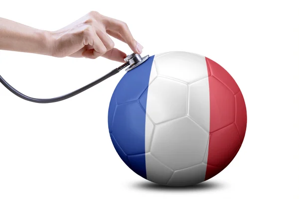 Fotbalový míč s stetoskop — Stock fotografie