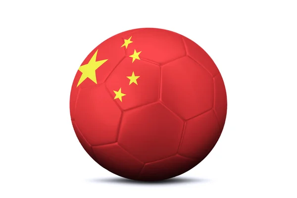 Bola de futebol com bandeira da China — Fotografia de Stock