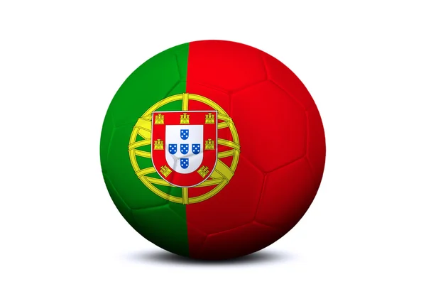축구 공에 포르투갈 국기를 달고 — 스톡 사진