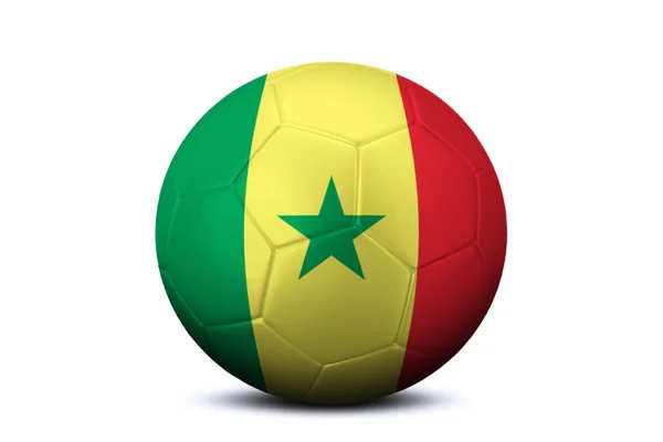 Pallone da calcio con bandiera del Senegal — Foto Stock