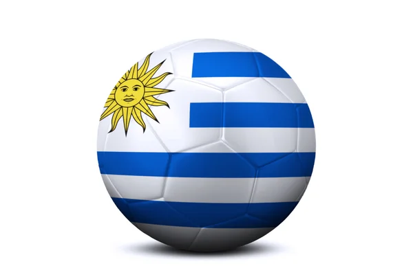 Fotbalový míč s vlajka Uruguaye — Stock fotografie