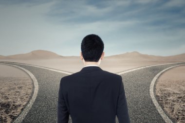 İşadamı iki yolu görünümlü