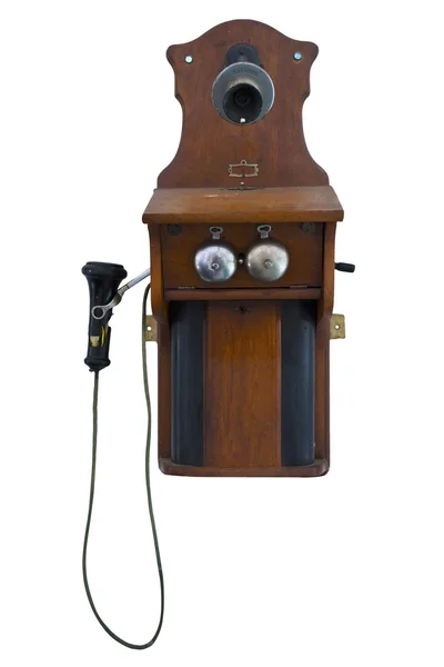 Oude houten telefoon — Stockfoto