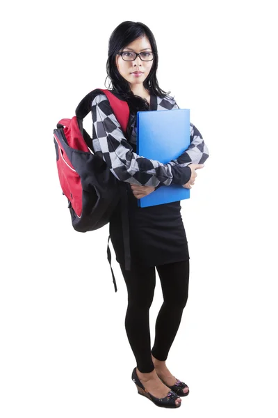 Confident female student in studio — Stock Photo, Image