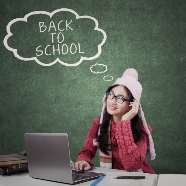 Student in the class with text of back to school — Stock Photo, Image