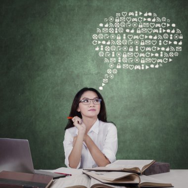 Öğrenci Web sitesi simgeleri düşünme ile