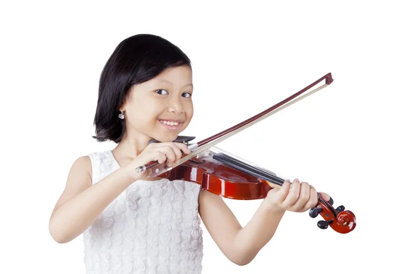 Söt asiatisk tjej med violin — Stockfoto