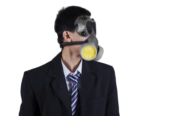 Geschäftsmann mit Gasmaske isoliert — Stockfoto