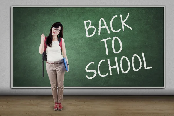 High school student with text Back to School — Stock Photo, Image